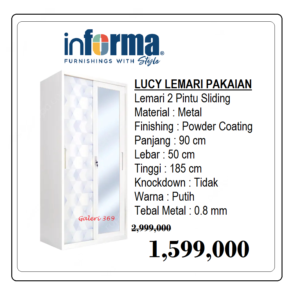 Jual INFORMA Lucy Lemari Pakaian 2 Pintu - Putih | Shopee Indonesia