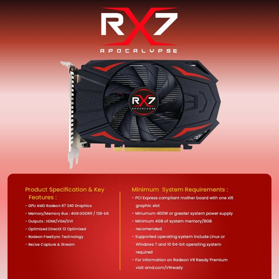 Jual VGA RX7 R7 240 4GB GDDR5 128 BIT REAL CAPACITY Like New | Shopee ...