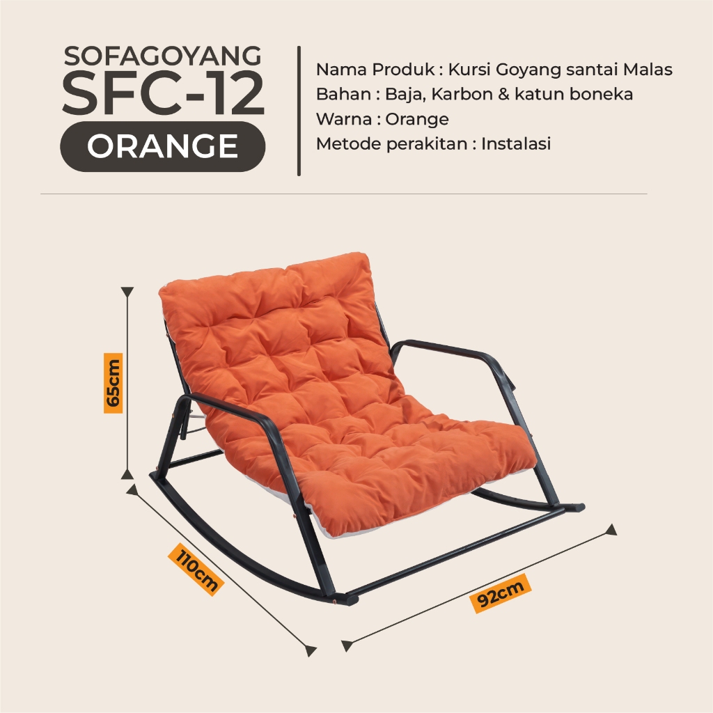 Homedekor Kursi Goyang Sofa Santai Lazy Lounge Rocking Chair Adjustable