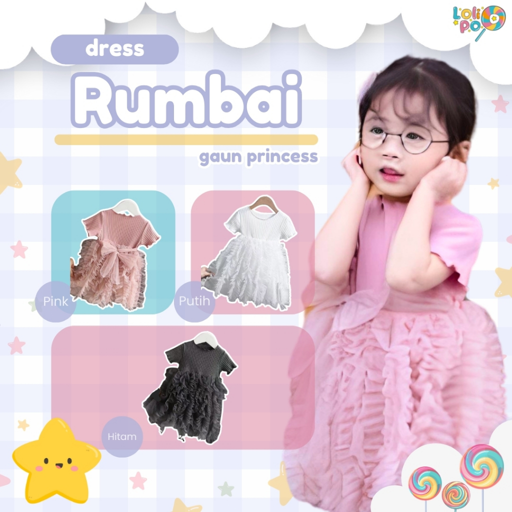 Jual LOLIPOO.OFFICIAL 0-7 Tahun Dress Rumbai Ubur-Ubur Anak Perempuan ...