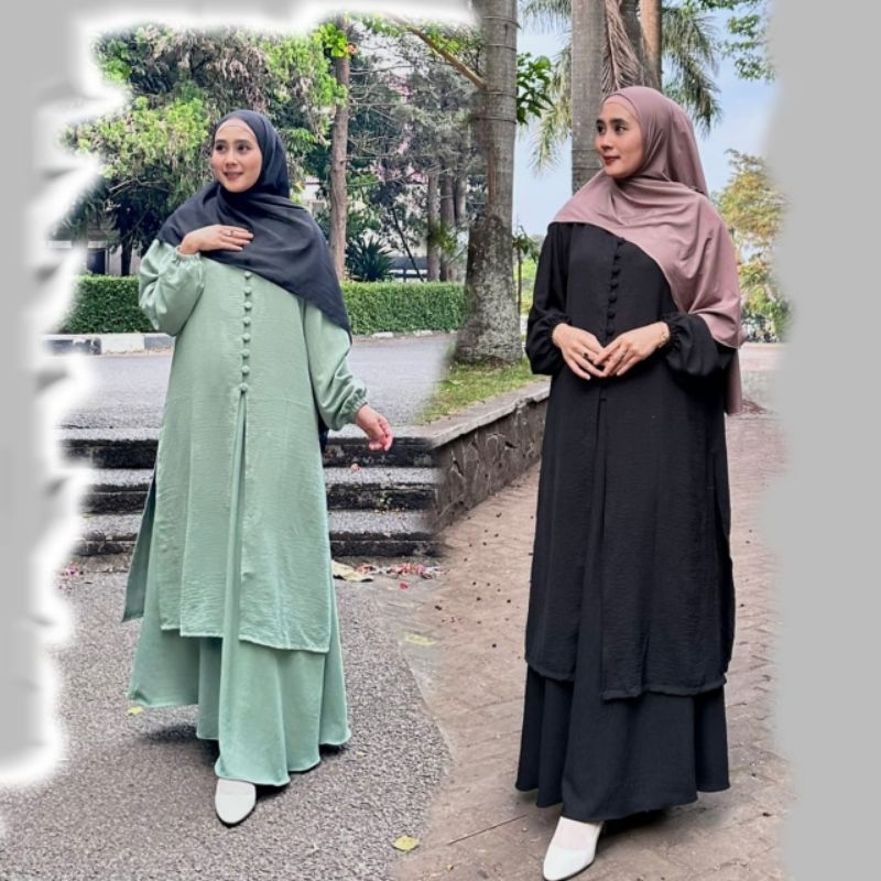 Jual One Set Tunik dan Rok Melayu Wanita Muslim Busui Polos | Baju ...