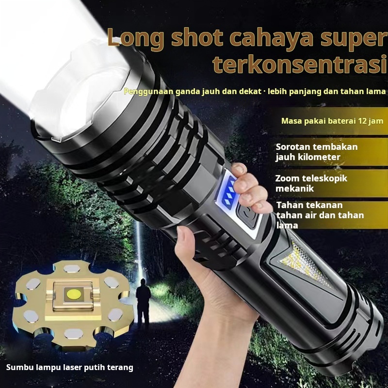 Jual Senter LED Taktis 100000 Lumen Xhp50-Zoom Senter Port Pengisi Daya ...
