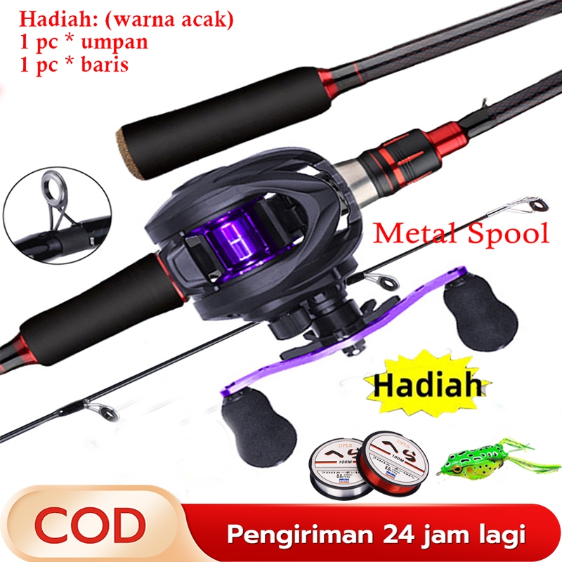 Set Pancing Baitcasting Reel 7.2:1 + Joran Casting 1.8M 2 Bagian - Dilengkapi Rem Magnetik untuk Akurasi Tinggi - Combo Lengkap Siap Pakai untuk Mancing Bass & Iwan Besar