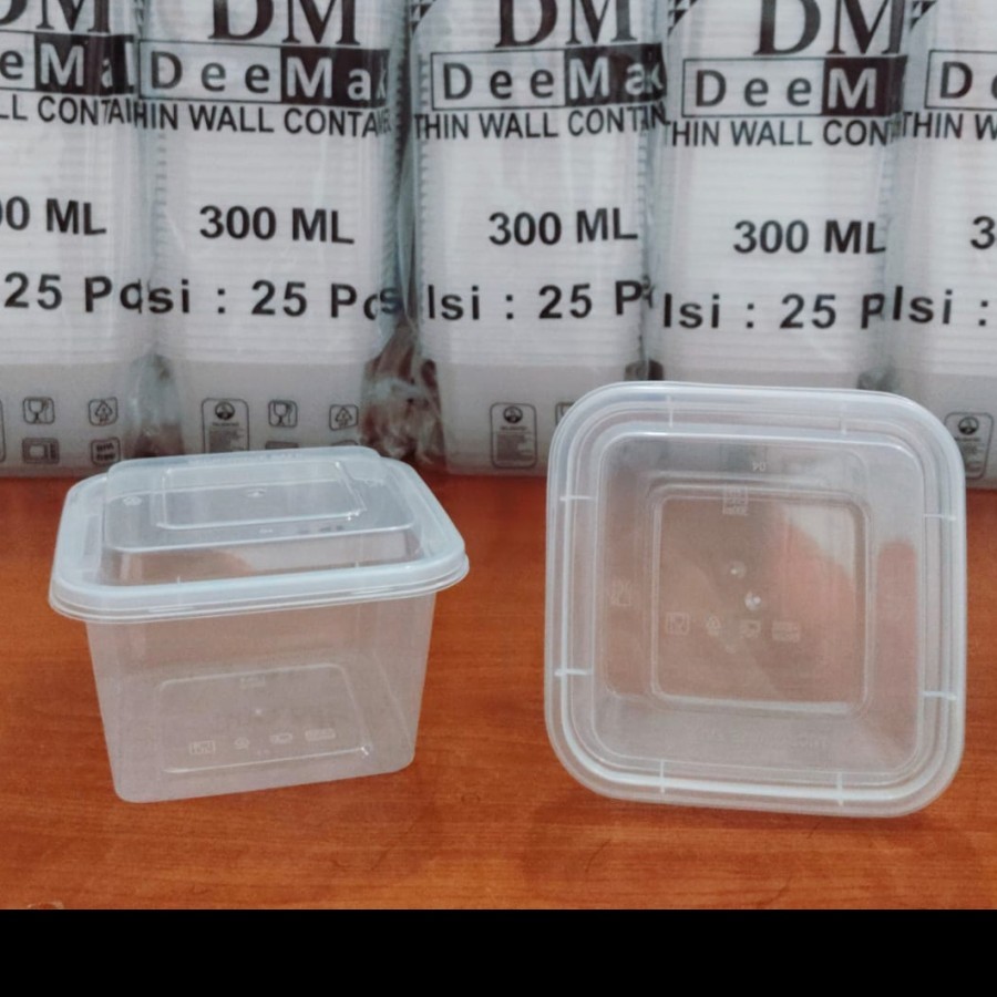 Jual KOTAK THINWALL PERSEGI 300 ML - BOX MAKAN FOOD CONTAINER - 25PCS ...