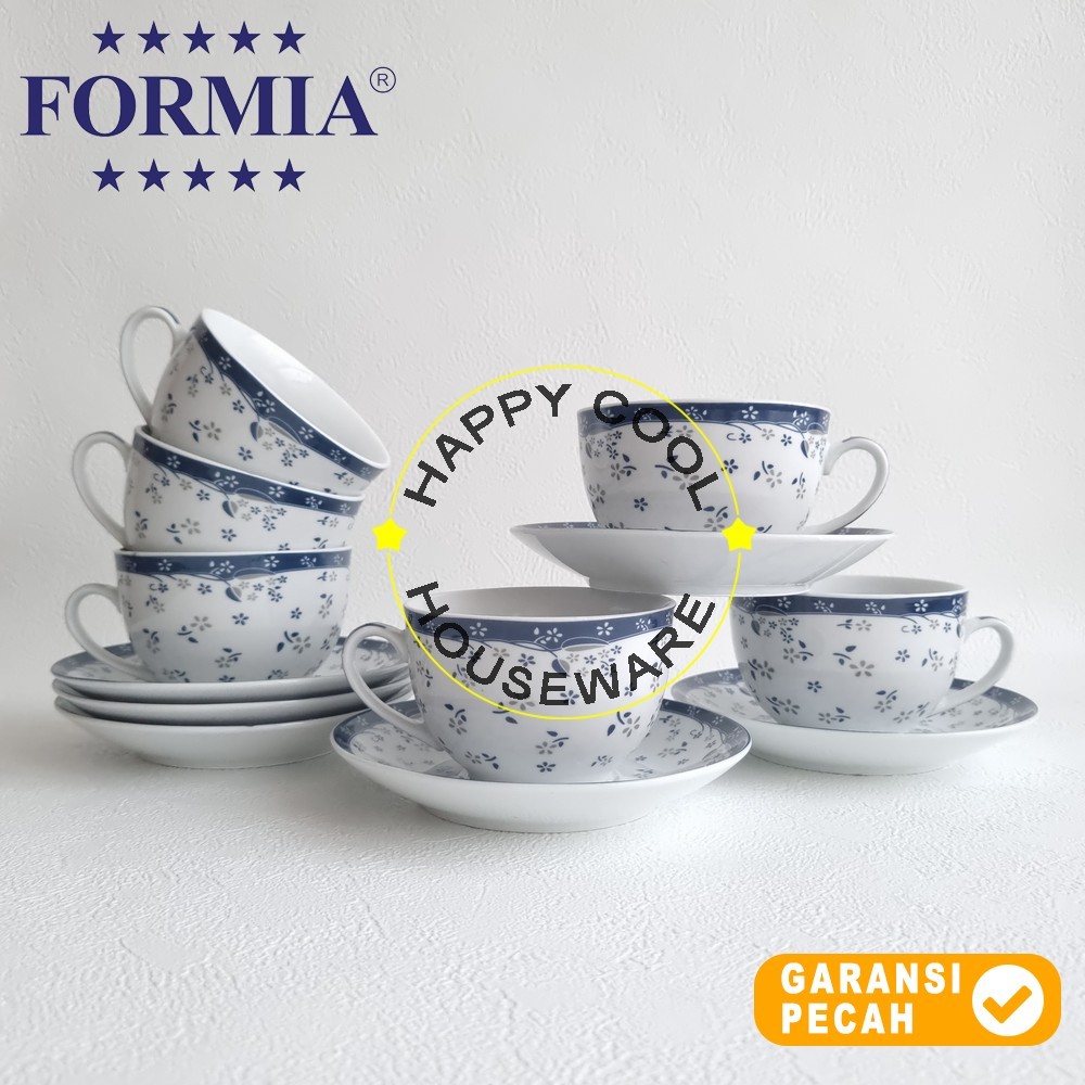 Jual FORMIA 12pcs Daffodil Blue 220ml Cup & Saucer Set Cangkir Tatakan ...
