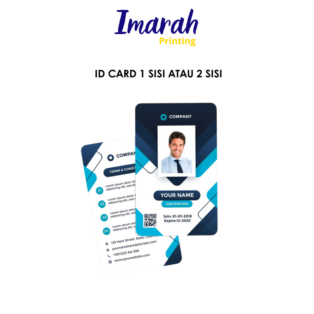 Jual Imarah Cetak Kartu Id Card Custom 1 Muka Print Id Card 2 Sisi