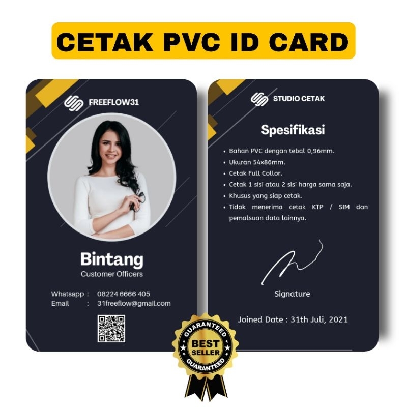 Jual Cetak Id Card Kartu Anggota Kartu Member Bahan Pvc Tebal