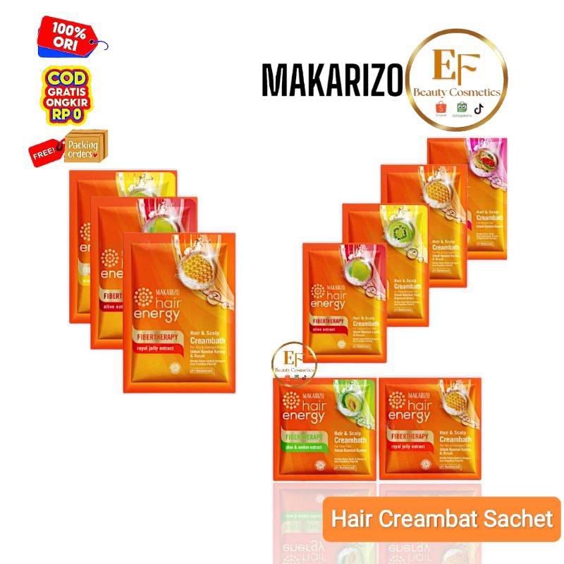 Jual MAKARIZO Hair Energy fibertherapy Creambath Sachet 60ml - Hair ...