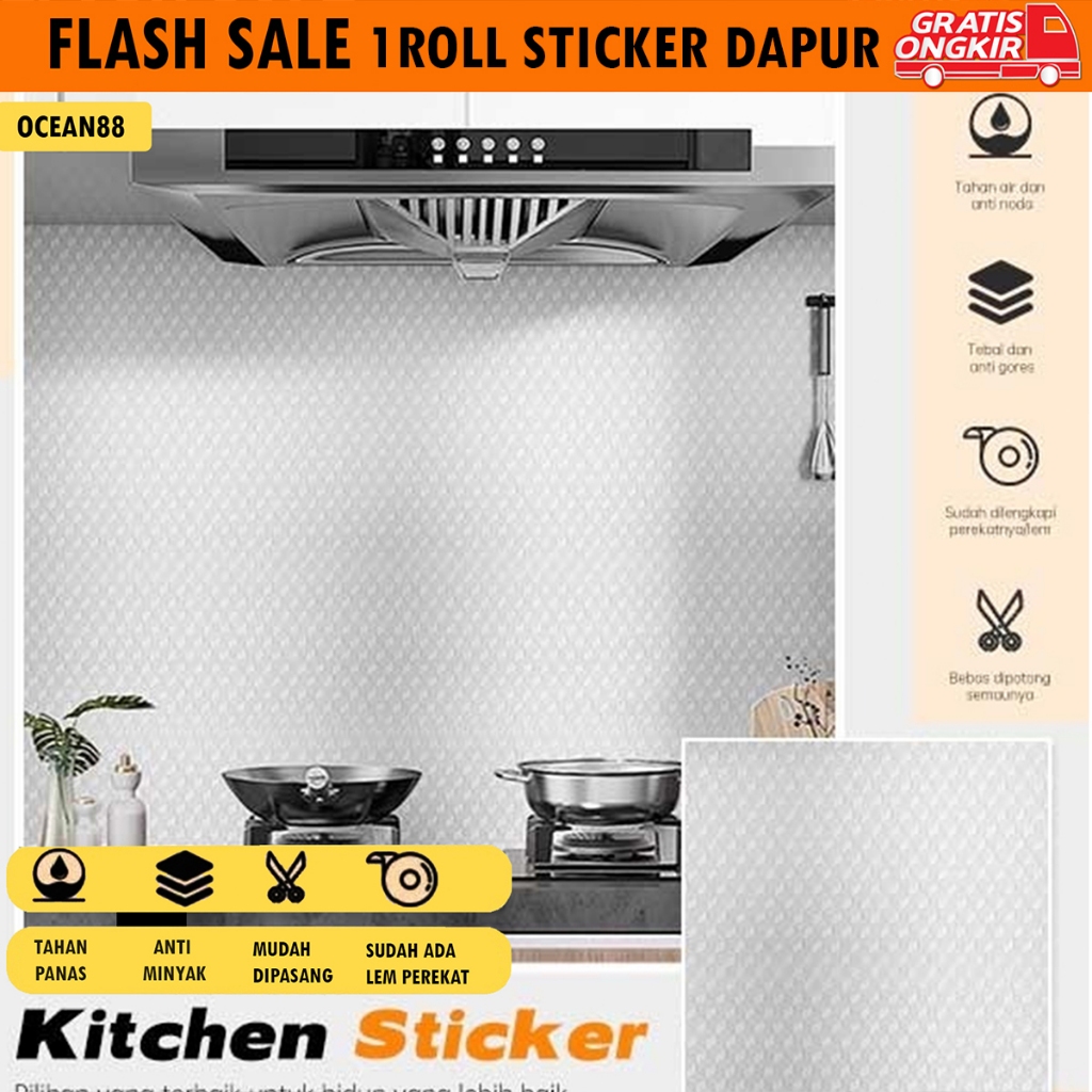 Jual Stiker Dapur PVC Anti Air Anti Minyak 60cm x 3m Motif Marmer Hitam ...