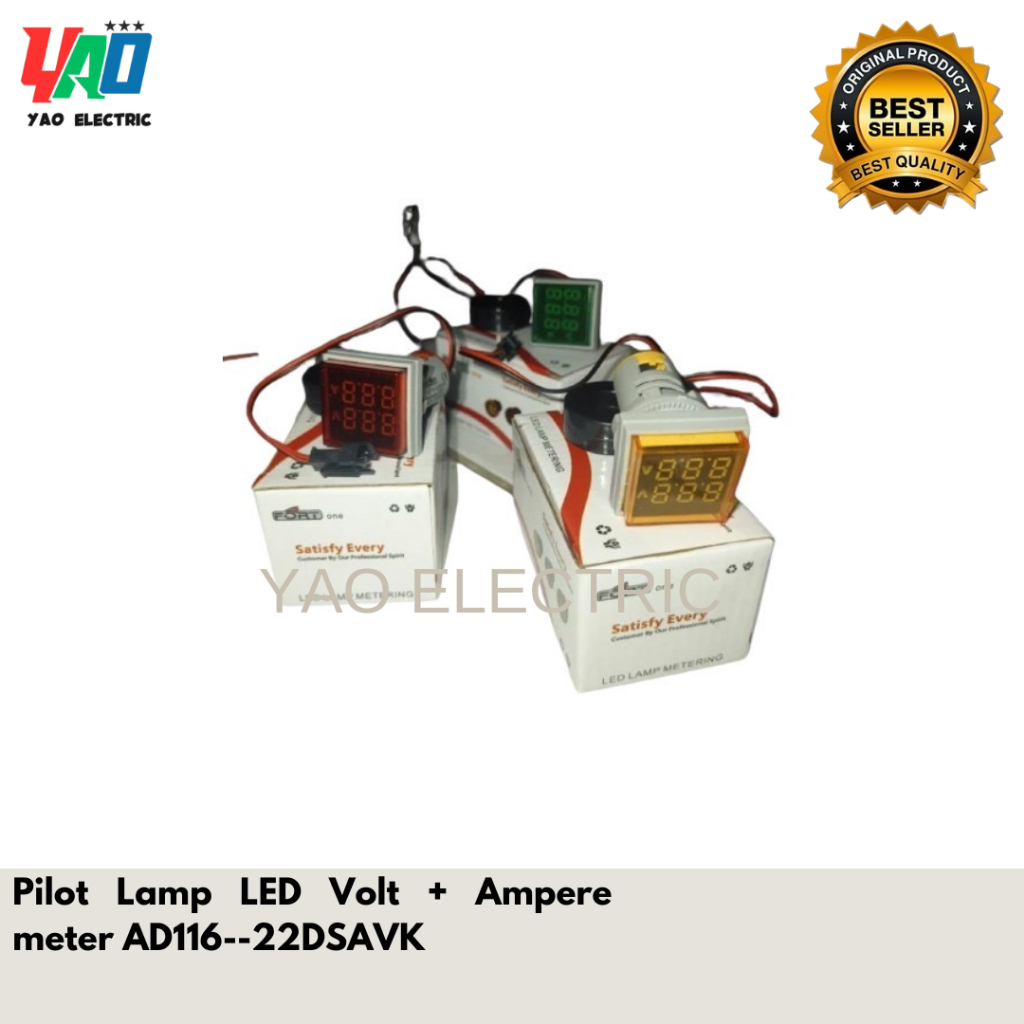 Jual Pilot Lamp LED Volt + Ampere meter AD116--22DSAVK Hijau/ Merah ...