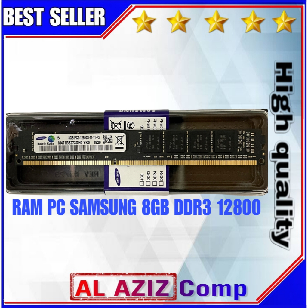 Jual RAM PC SAMSUNG 8GB DDR3 PC3-12800U 1600MHz LONGDIMM