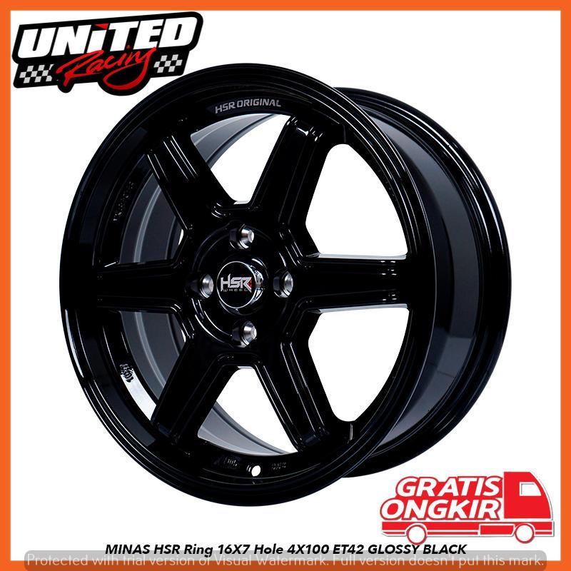 Jual VELG MOBIL HSR MINAS RING 16 GLOSSY BLACK LUBANG 4X100 PELEK R16 ...