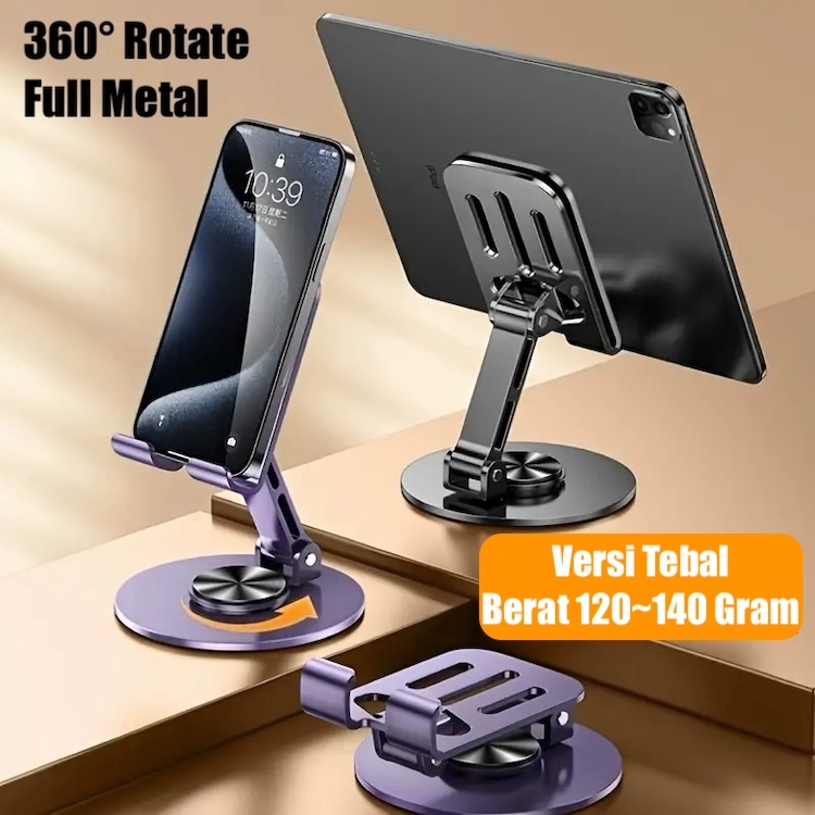 New Desk Phone Holder Foldable Heavy Full Metal Tablet Stand 360° Rotate
