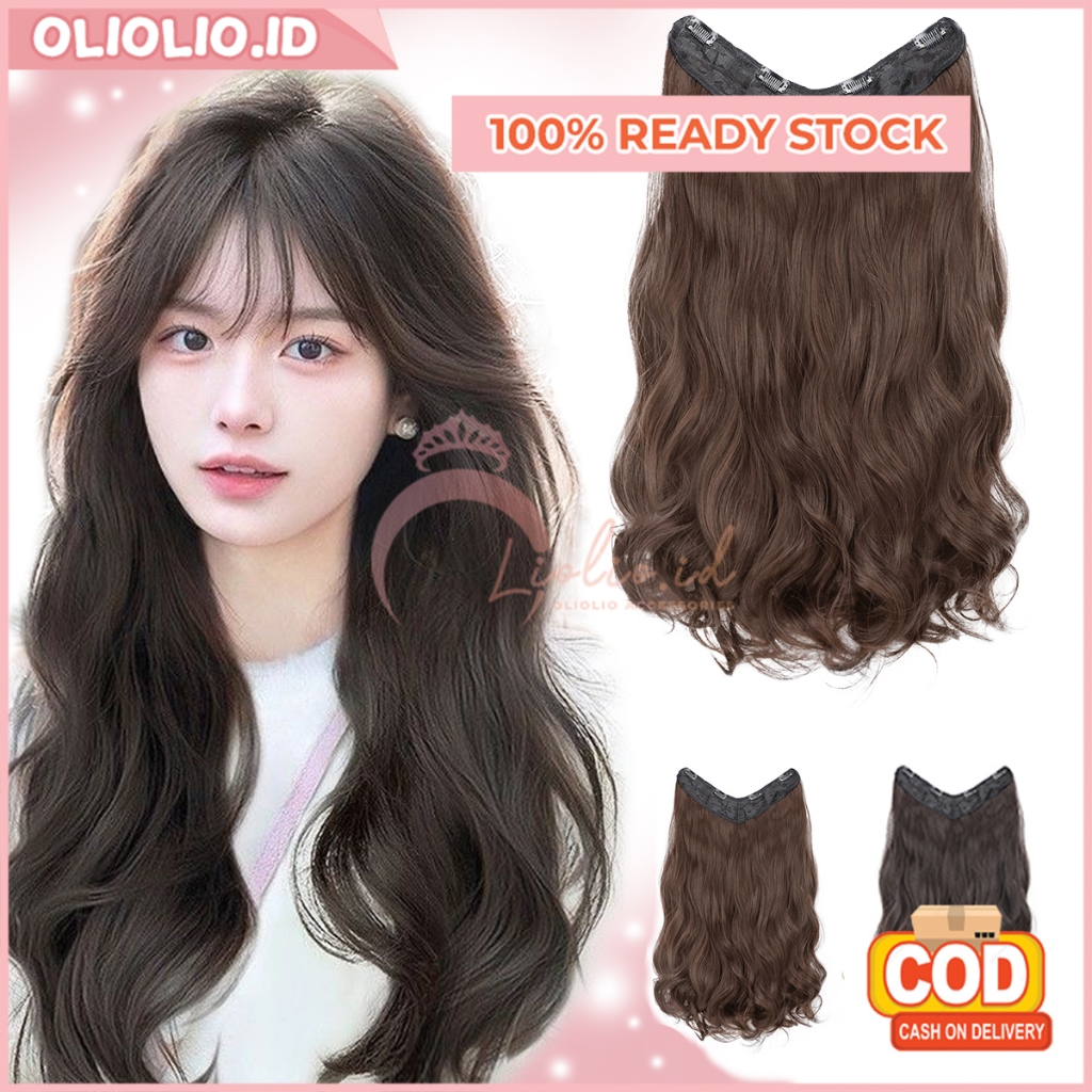 Jual Hairclip Rambut Palsu Wanita Korea Curly Panjang Natural Hair ...