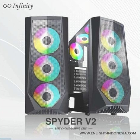 Jual CASING PC GAMING RGB INFINITY SPYDER V2 INCLUDE 3 FAN - MATX ATX ...