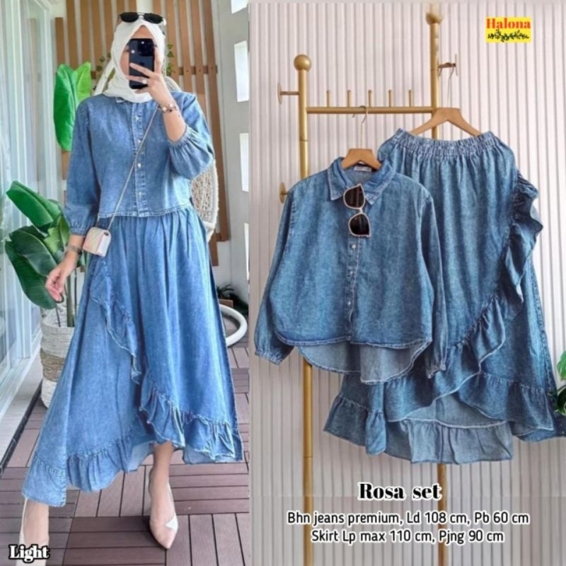 Jual Hot Item Rosa Setelan Rok Jeans Fashion Wanita Kekinian Best ...