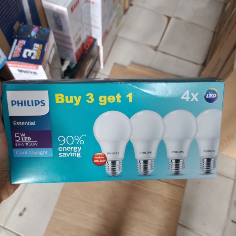 Jual lampu Philips multi pak beli 3 gratis 1 5 watt | Shopee Indonesia