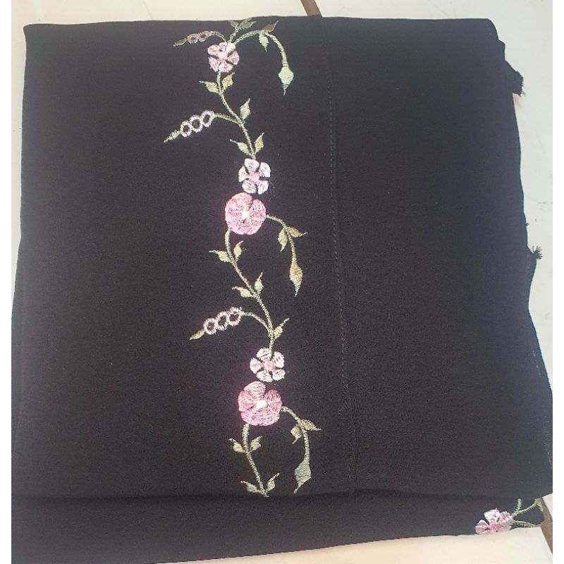 Hijab Almeera Bordir Jilbab Ceruty 2 Layer Bordir Khimar Bordir Size Standar By Jns Hijab