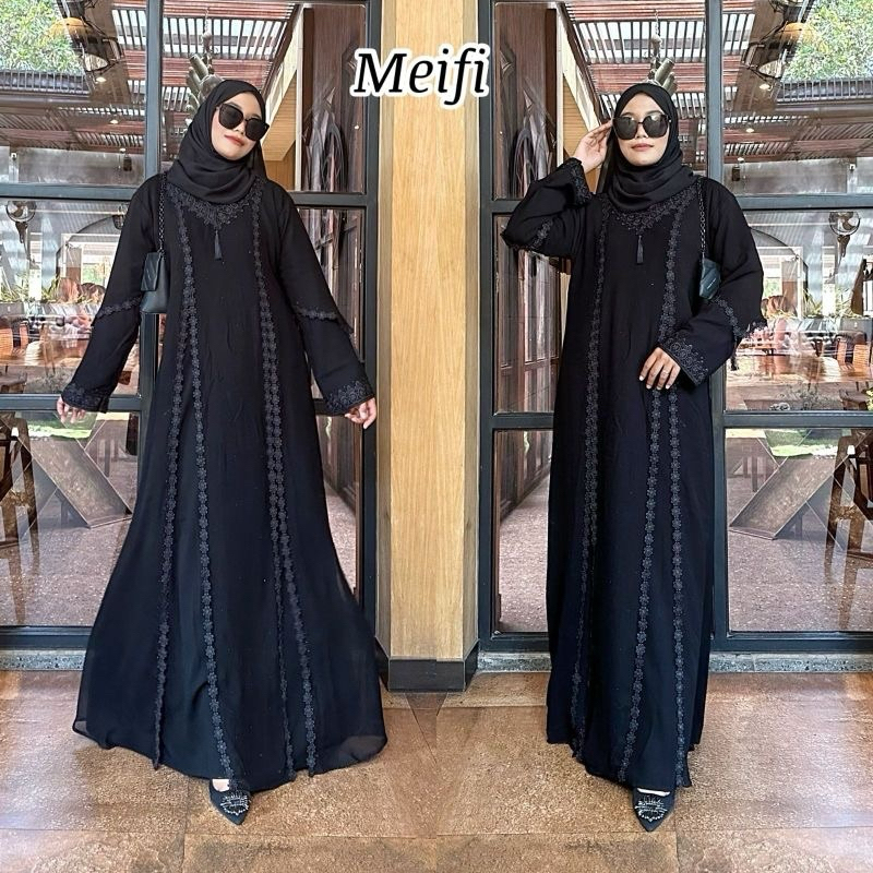 Jual Basic Jubah Hitam Abaya Arab Saudi Exclusive Motif Melfi Moms Elegant Shopee Indonesia