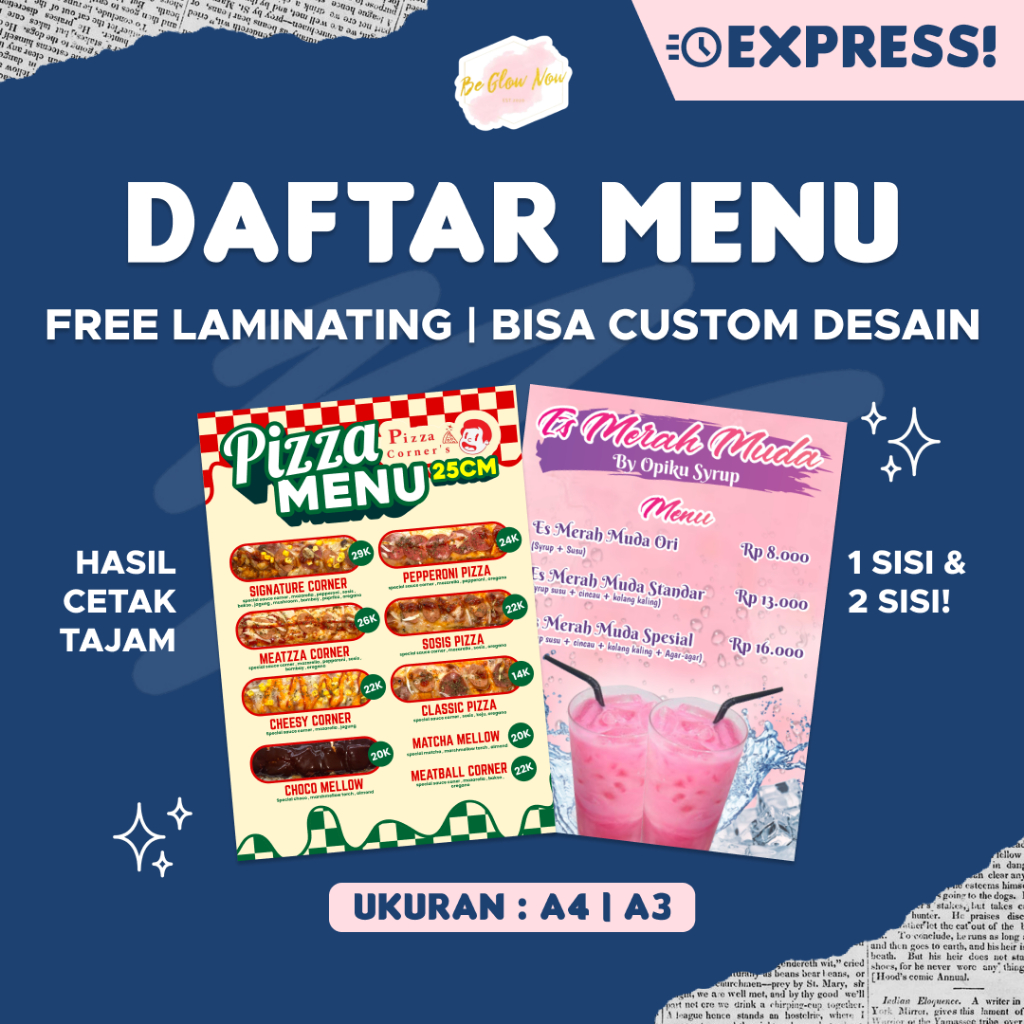 Jual Cetak Menu Laminating / Cetak Daftar Menu / Cetak Buku Menu 2 sisi ...