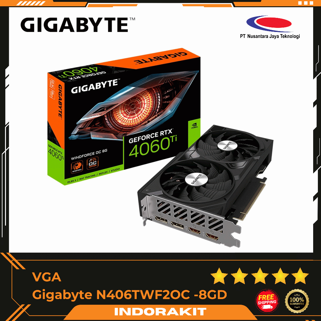 Jual Gigabyte Nvidia GeForce RTX 4060 Ti WINDFORCE OC 8G GV-N406TWF2OC ...