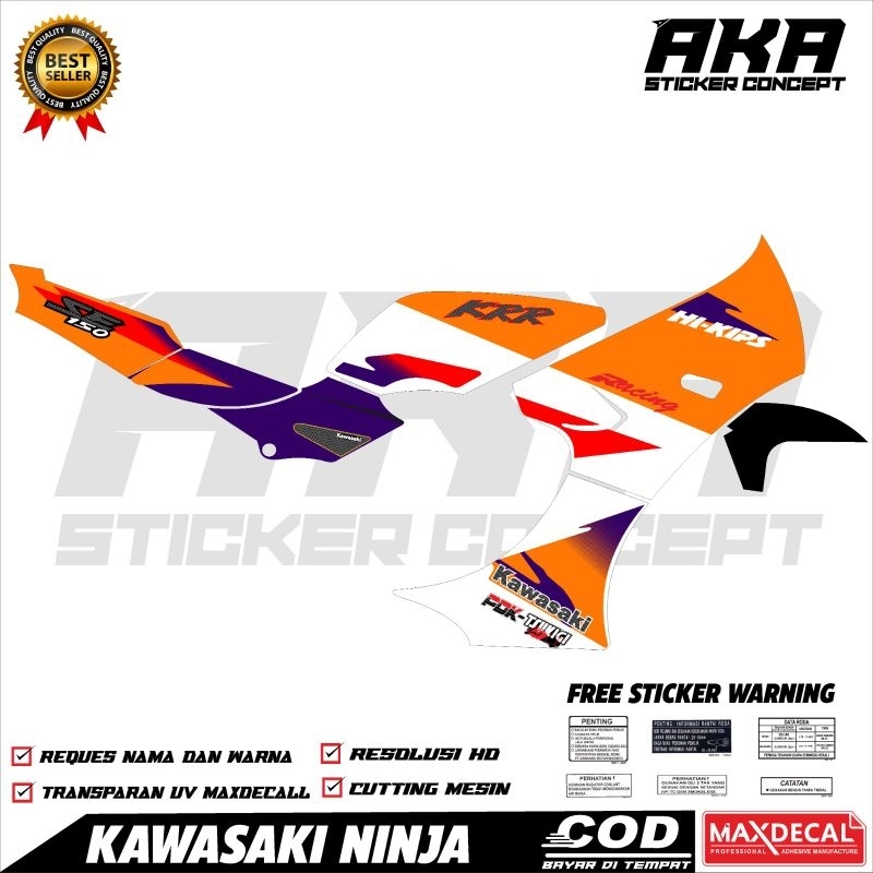 Jual Sticker striping Kawasaki Ninja KRR SSR SE transparan maxdecal ...