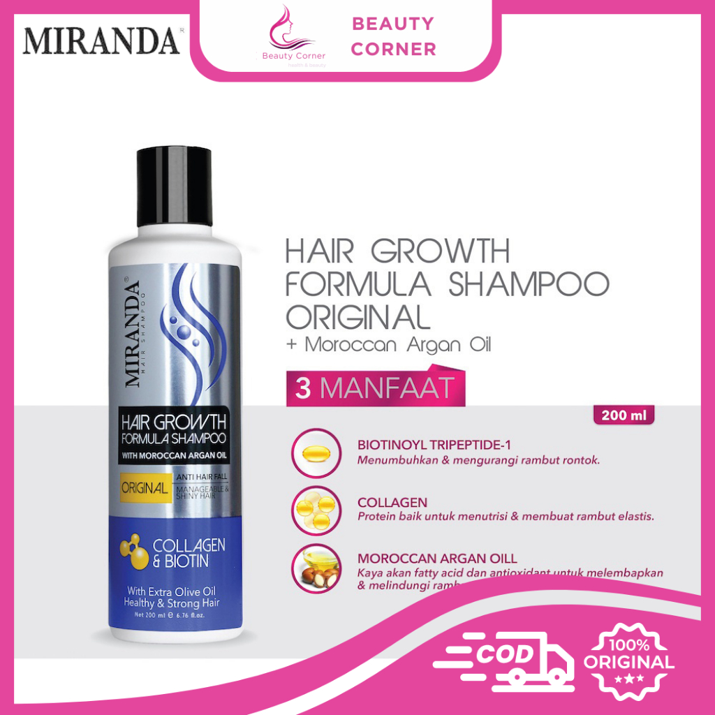 Miranda Hair Growth Shampoo (Perawatan Rambut Rontok) Collagen & Biotin Original - 200ml