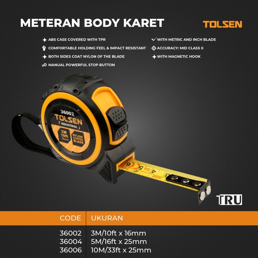 Jual TOLSEN Meteran body Karet / Roll 3M 5M 10M 36002-36006 | Shopee ...