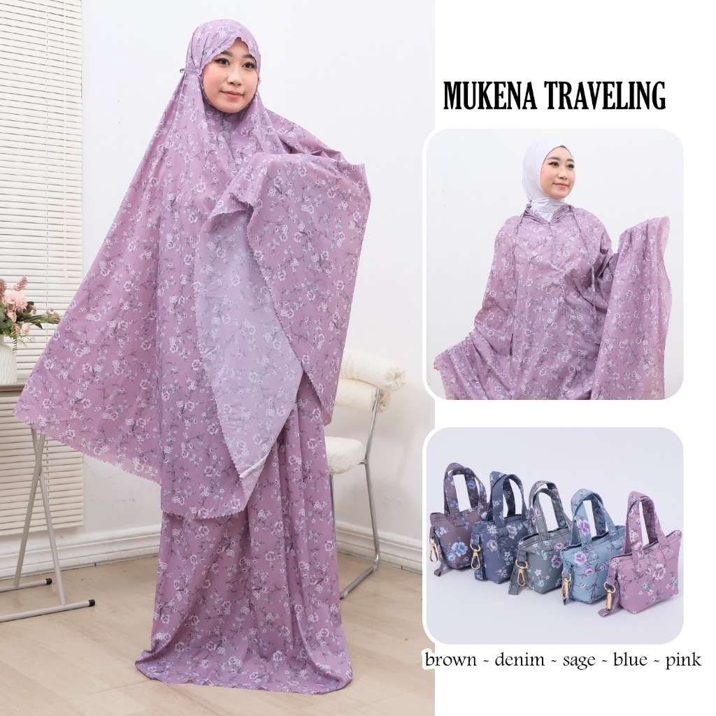 Mukena Tas LONGG CEMP CUTE AMEENAA Travelling Kekinian bahan Parasut 4 in 1