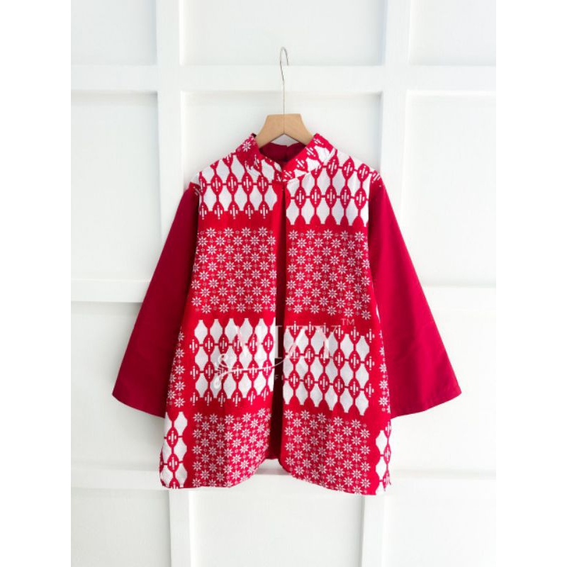Jual NOOIA TOP MERAH PUTIH Atasan Wanita Blouse Blus Katun Linen Lengan ...