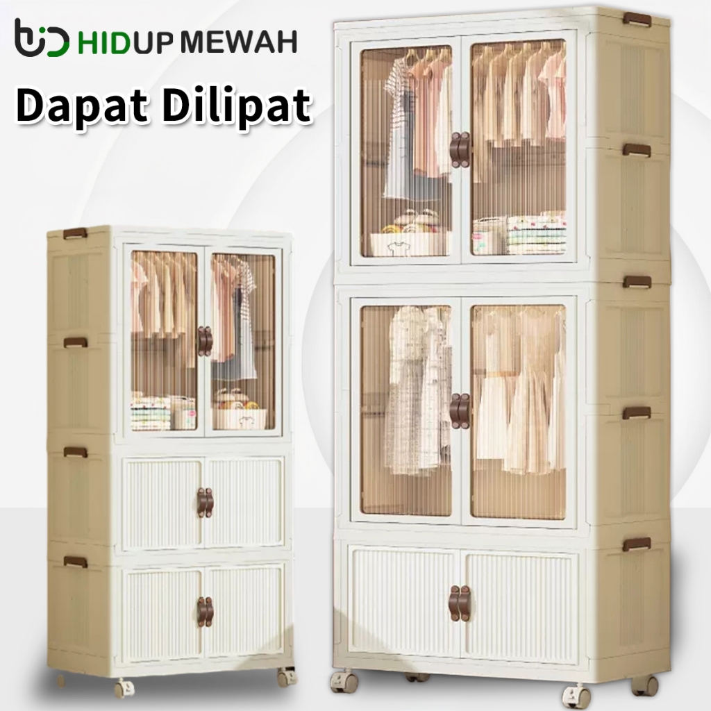 Jual Lemari pakaian lipat Lemari Baju Wardrobe Pintu Transparan ...