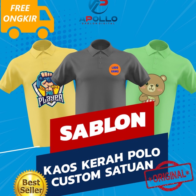 Jual KAOS KERAH CUSTOM POLO SABLON PENDEK SATUAN GAMBAR TULISAN LOGO S ...
