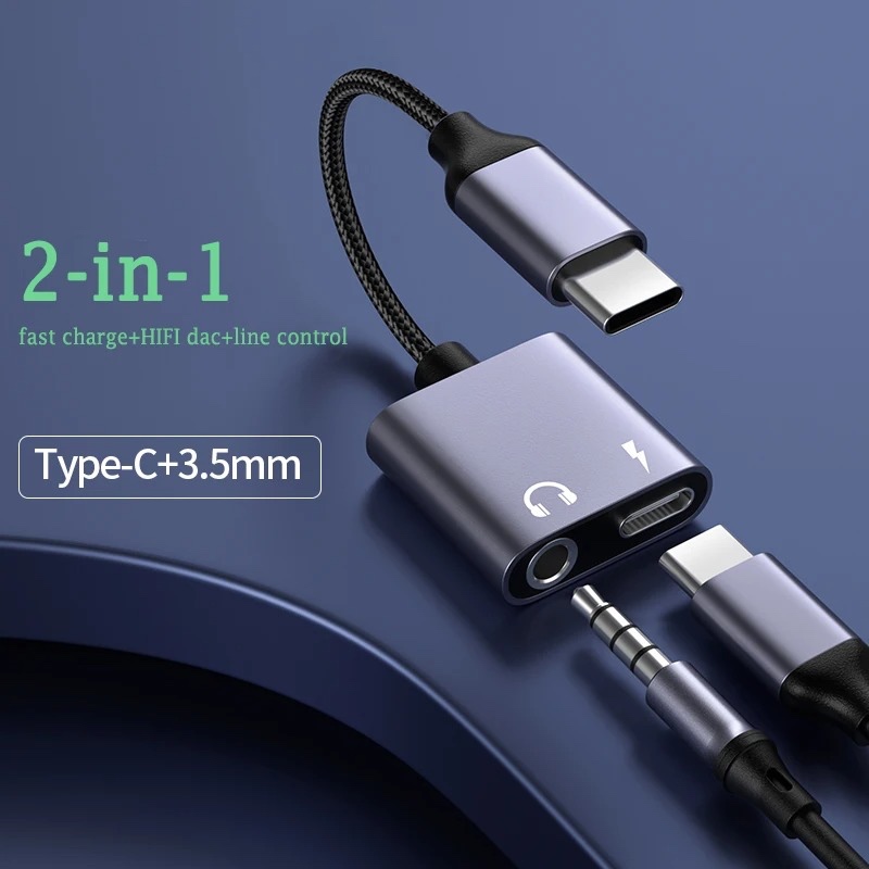 Jual Maxi Adaptor 2 in 1 Aux Audio Converter DAC Type C To 3.5mm With ...