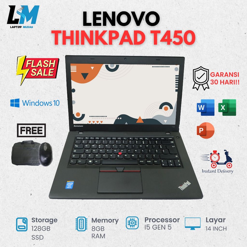 Jual Lenovo Thinkpad T450 Core I5 gen 5 Ram 8gb Ssd 128gb 14 inch ...