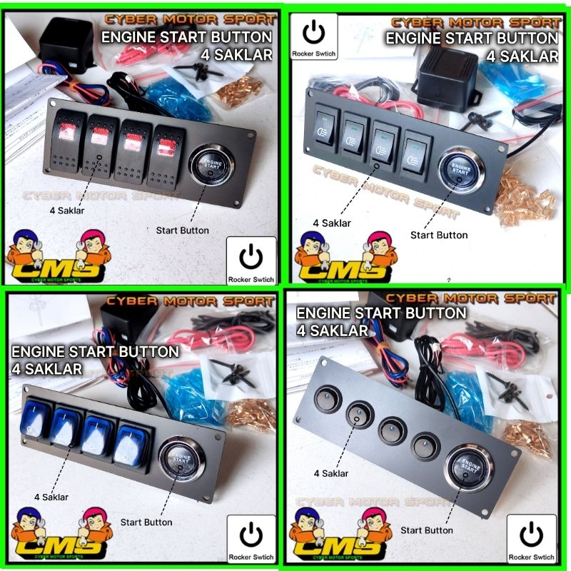 Jual Engine Start Racing universal ignition switch start button black ...