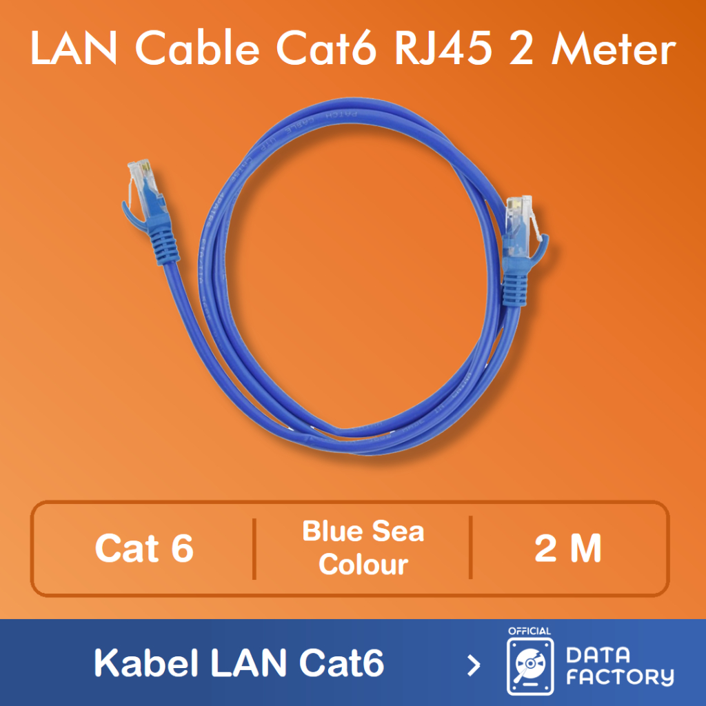 Jual Kabel LAN RJ45 UTP Cat6 Ethernet 2M / 2Meter - LAN Cable Blue Cat ...