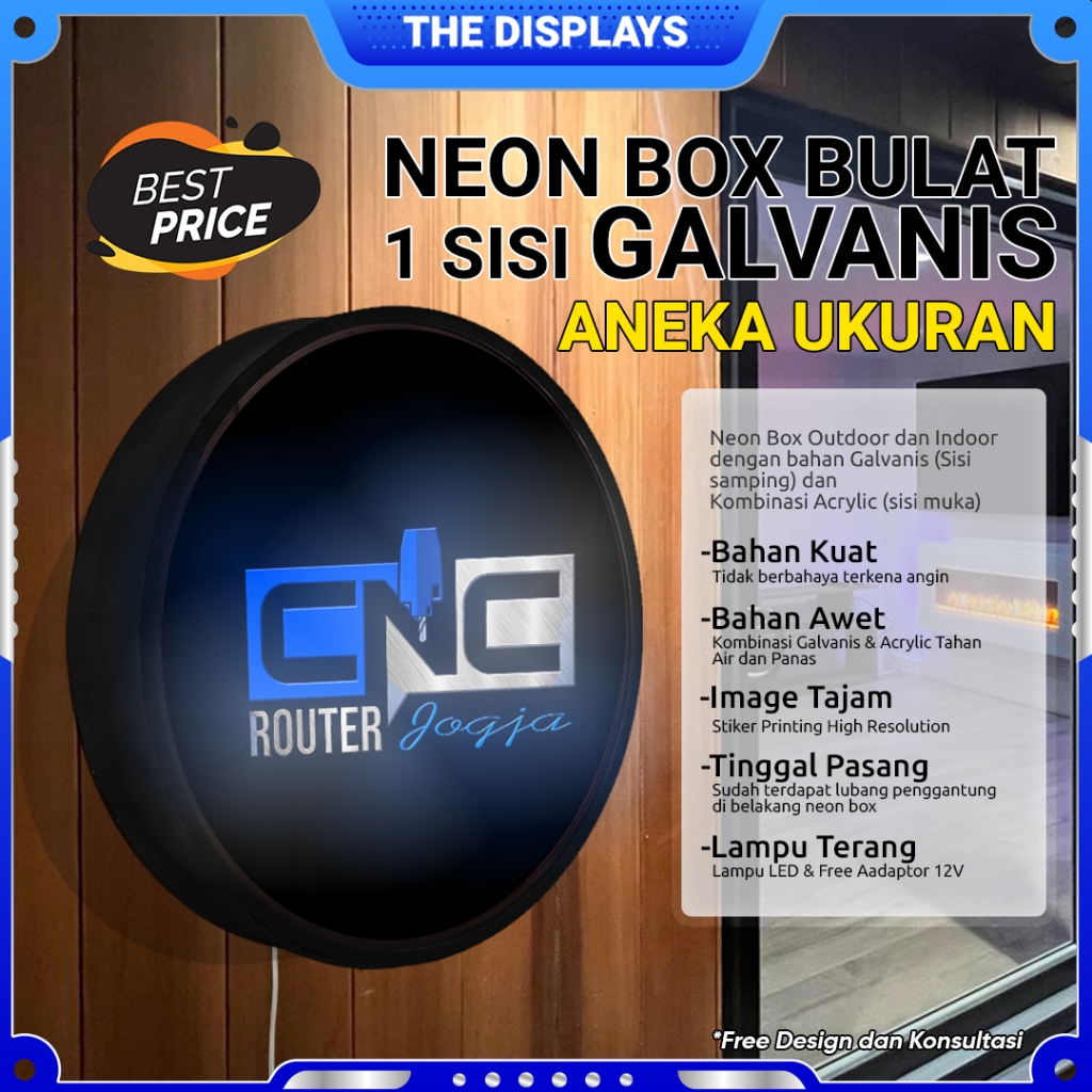 Jual Neon Box Bulat Besi Galvanis 1 Sisi Ukuran Custom 220V AC | Shopee ...
