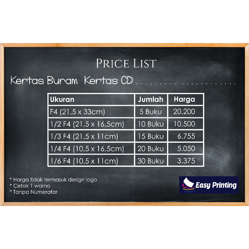 Jual Custom Cetak Free Design Layout Kertas Buram ukuran 1/2 F4 ...
