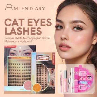 MLEN DIARY Bulu Mata Cat eye 9 - 14 mm dengan Bulu Mata Palsu + Lem Bulu Mata Eyelash Extension