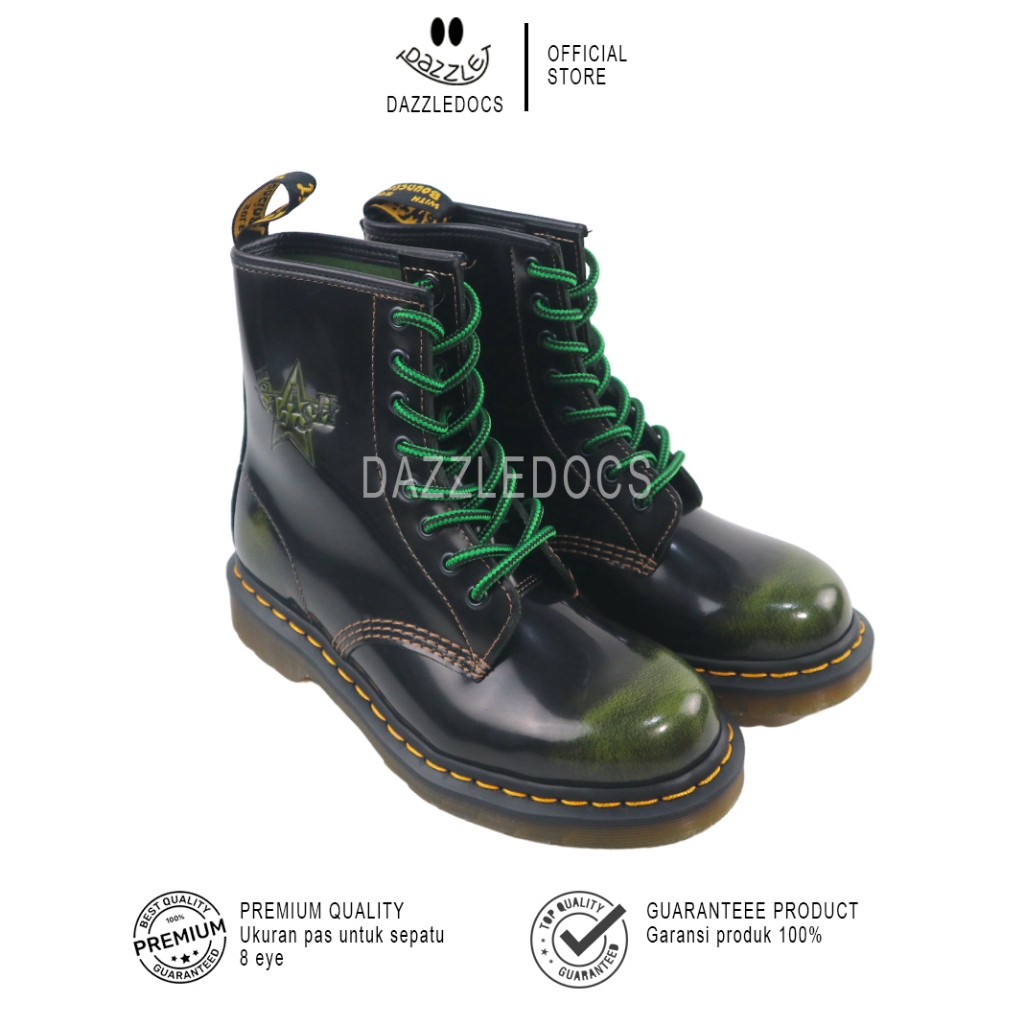 Jual Tali sepatu docmart dr martens 8 hole 140cm eye hijau hitam ...