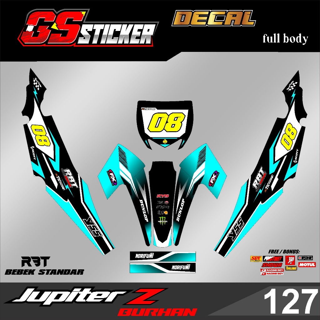 Jual DECAL STICKER FULL BODY MOTOR RBT JUPITER Z BURHAN RBT BEBEK MODIF ...