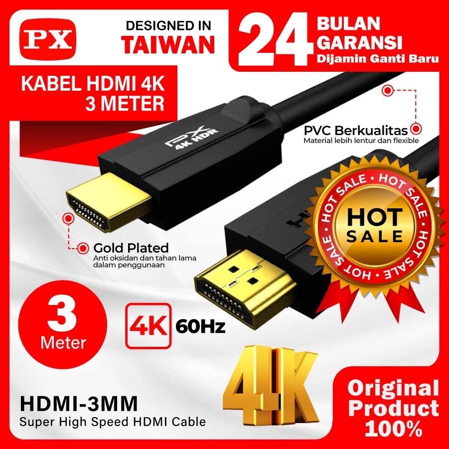 Kabel HDMI 4K Ultra HD ARC HDMI Cable 3 Meter Dolby Audio PX HDMI-3MM