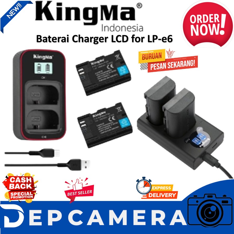 Jual Kingma Paket Complete Baterai LCD Charger Set LP E6 For Canon 70D