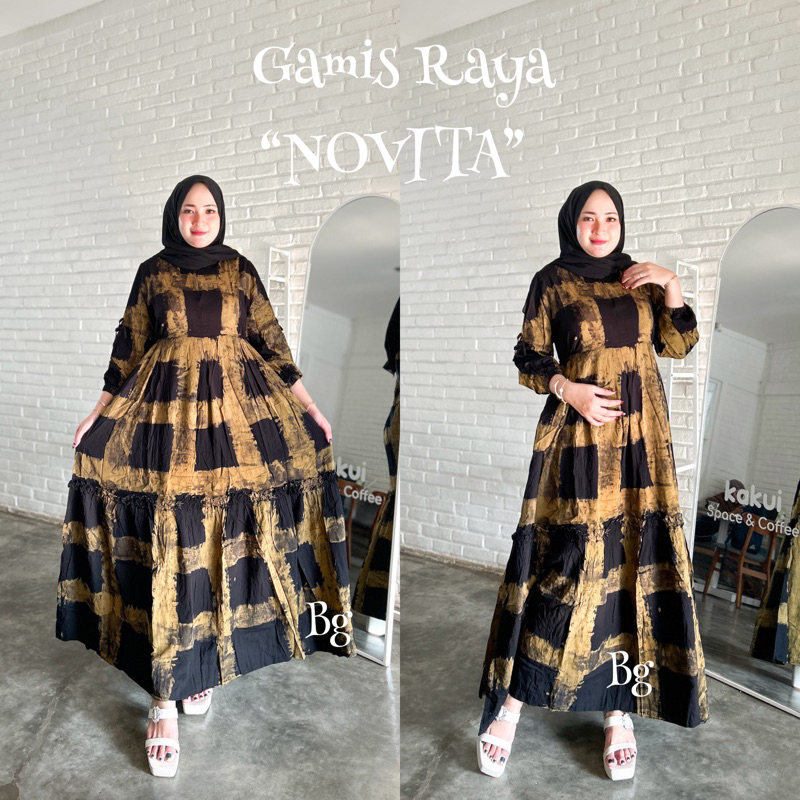 Jual Gamis Raya twill ori Bg motif Novita | Shopee Indonesia