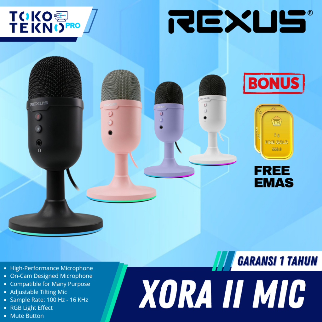 Jual Rexus XORA II / 2 Microphone Condenser RGB Light Effect | Shopee ...