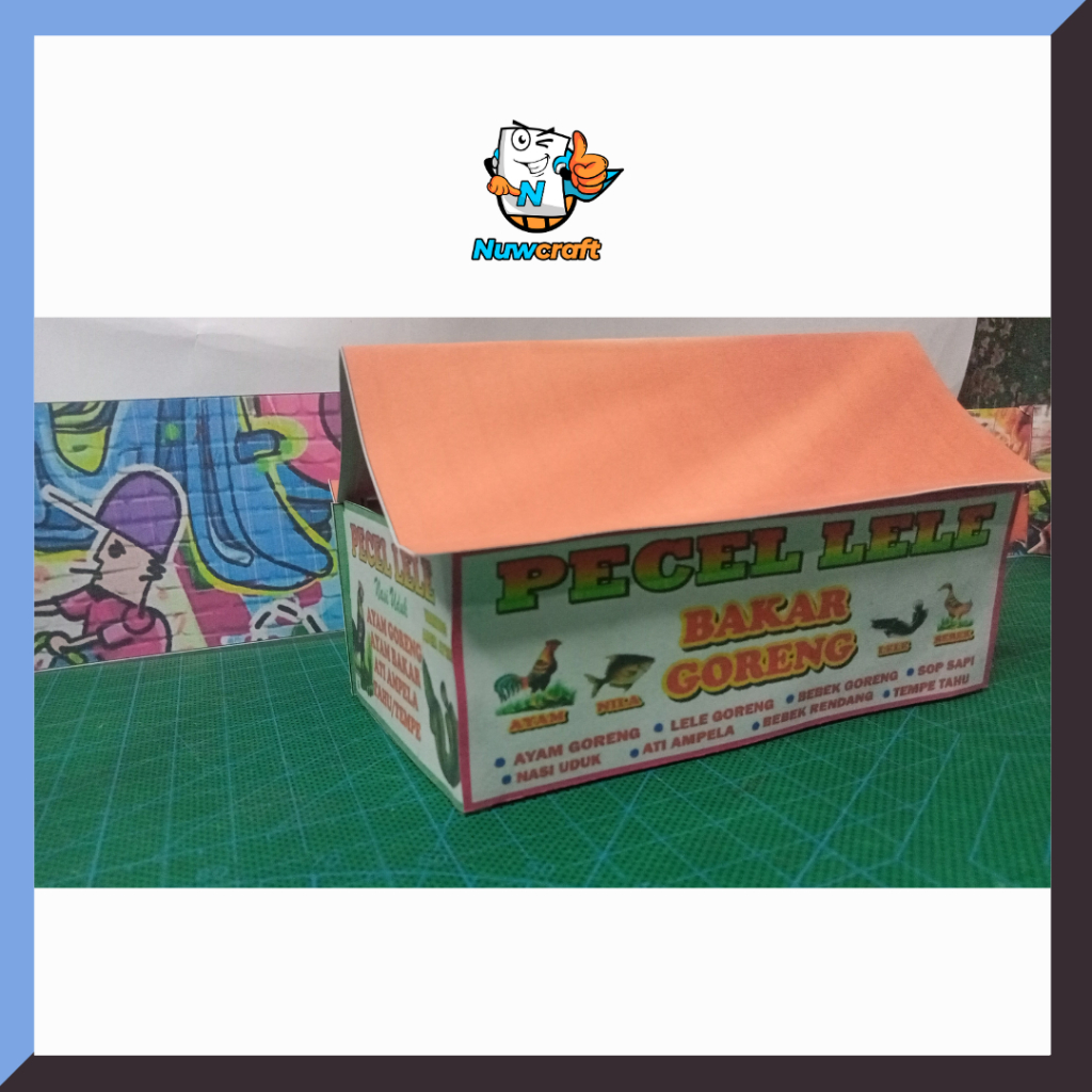 Nuwcraft Warung Pecel Lele Miniatur kerajinan papercraft