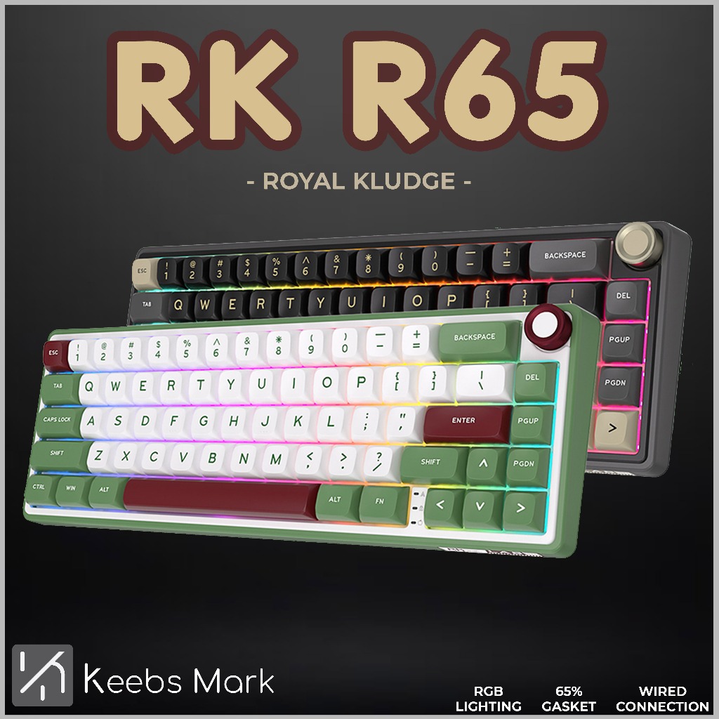 Jual Royal Kludge RK R65 Wired 65% Knob Layout Mechanical Keyboard ...