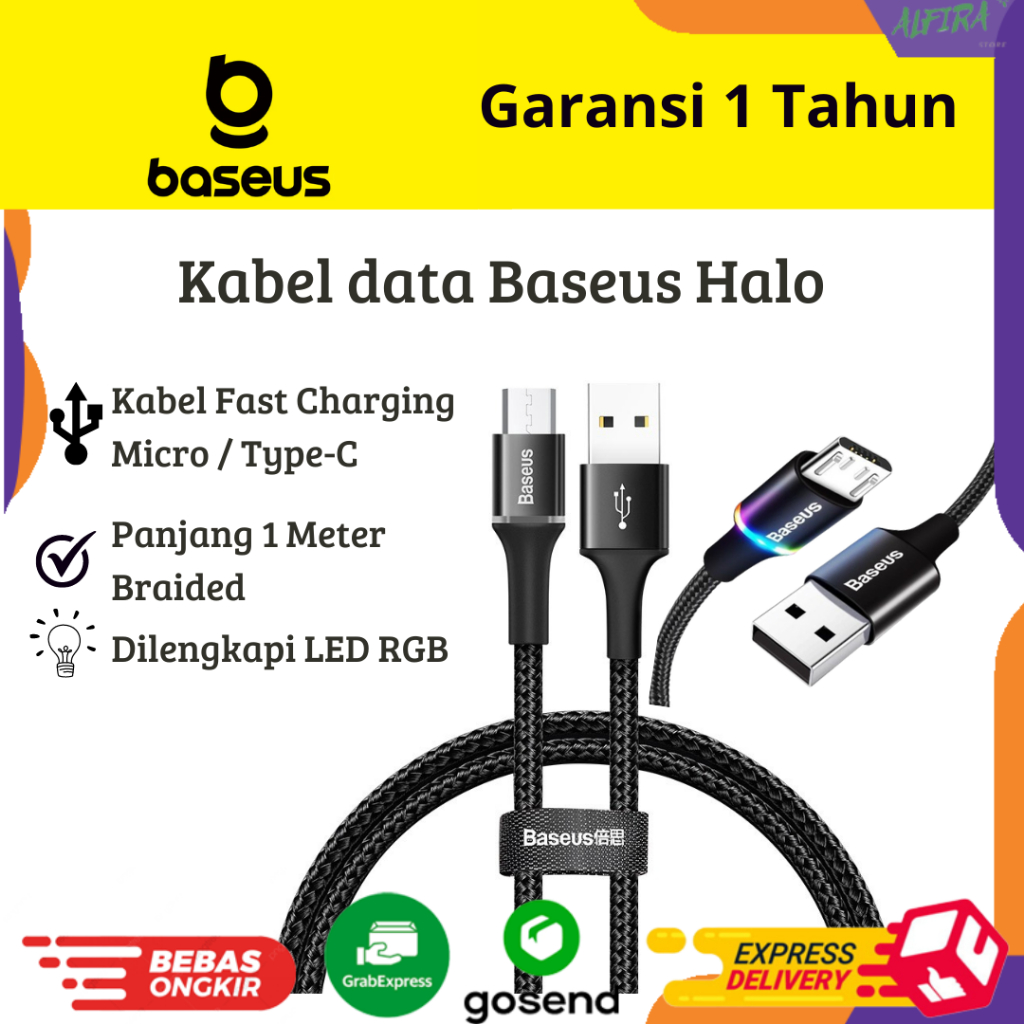 Jual Kabel Data LED Baseus Halo Fast Charging Quick Charging Micro USB ...