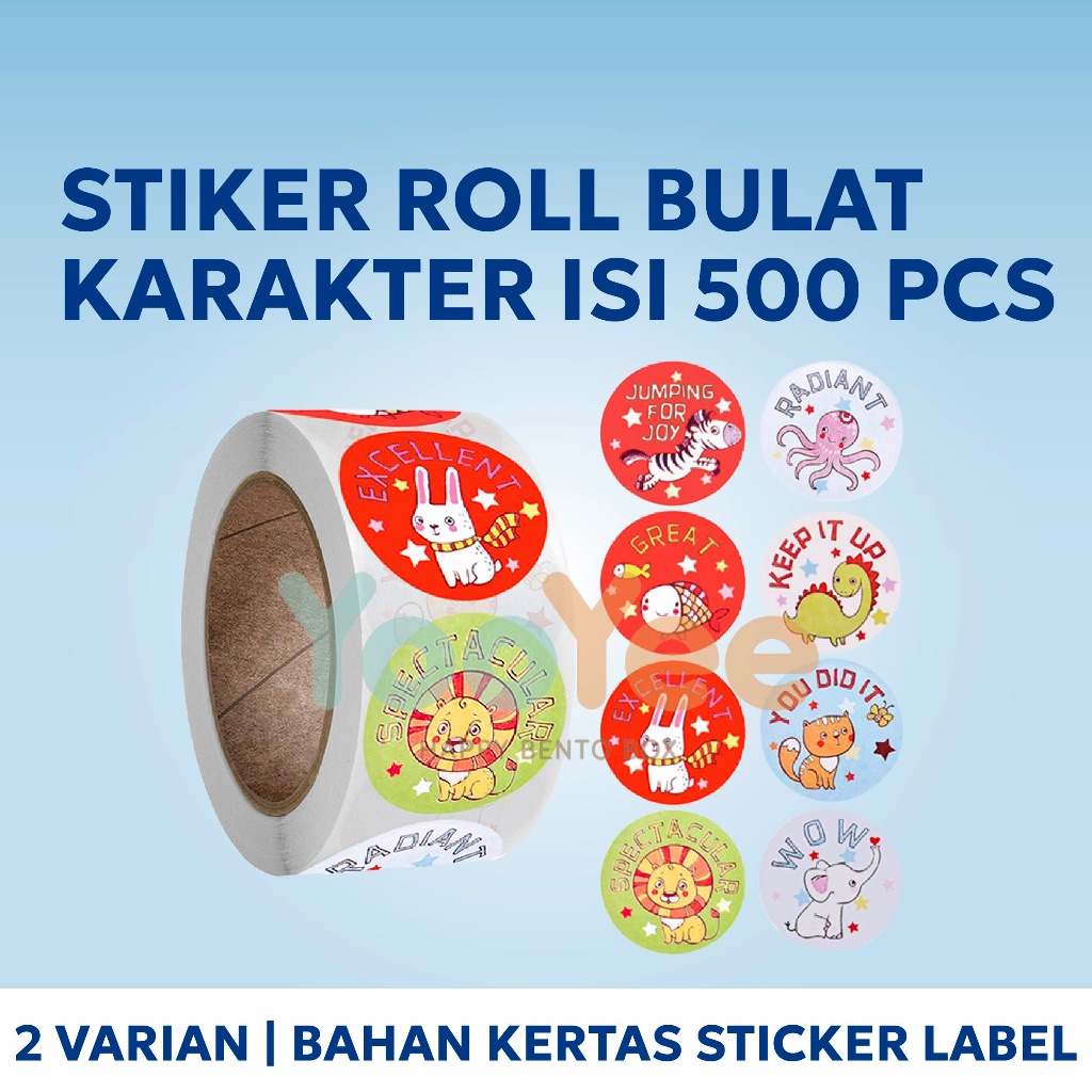 Jual Yooyee Stiker Roll Bulat Karakter 1 Roll 500 Pcs | Shopee Indonesia
