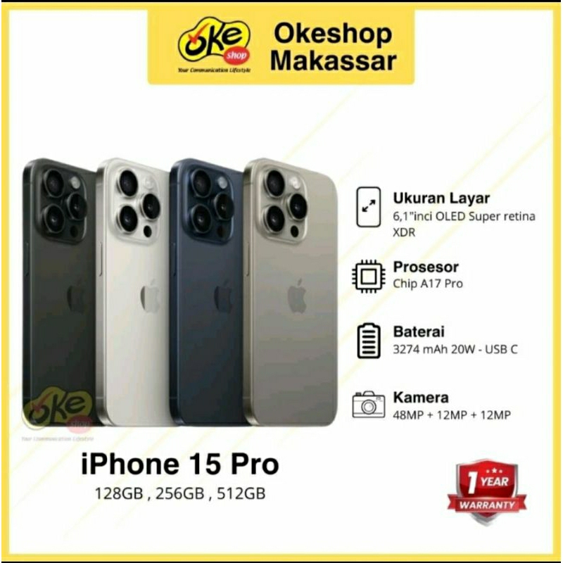 Jual iPhone 15 Pro 128GB - Garansi Resmi | Shopee Indonesia